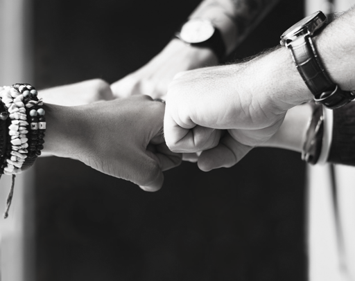 measurable fist bump group touching